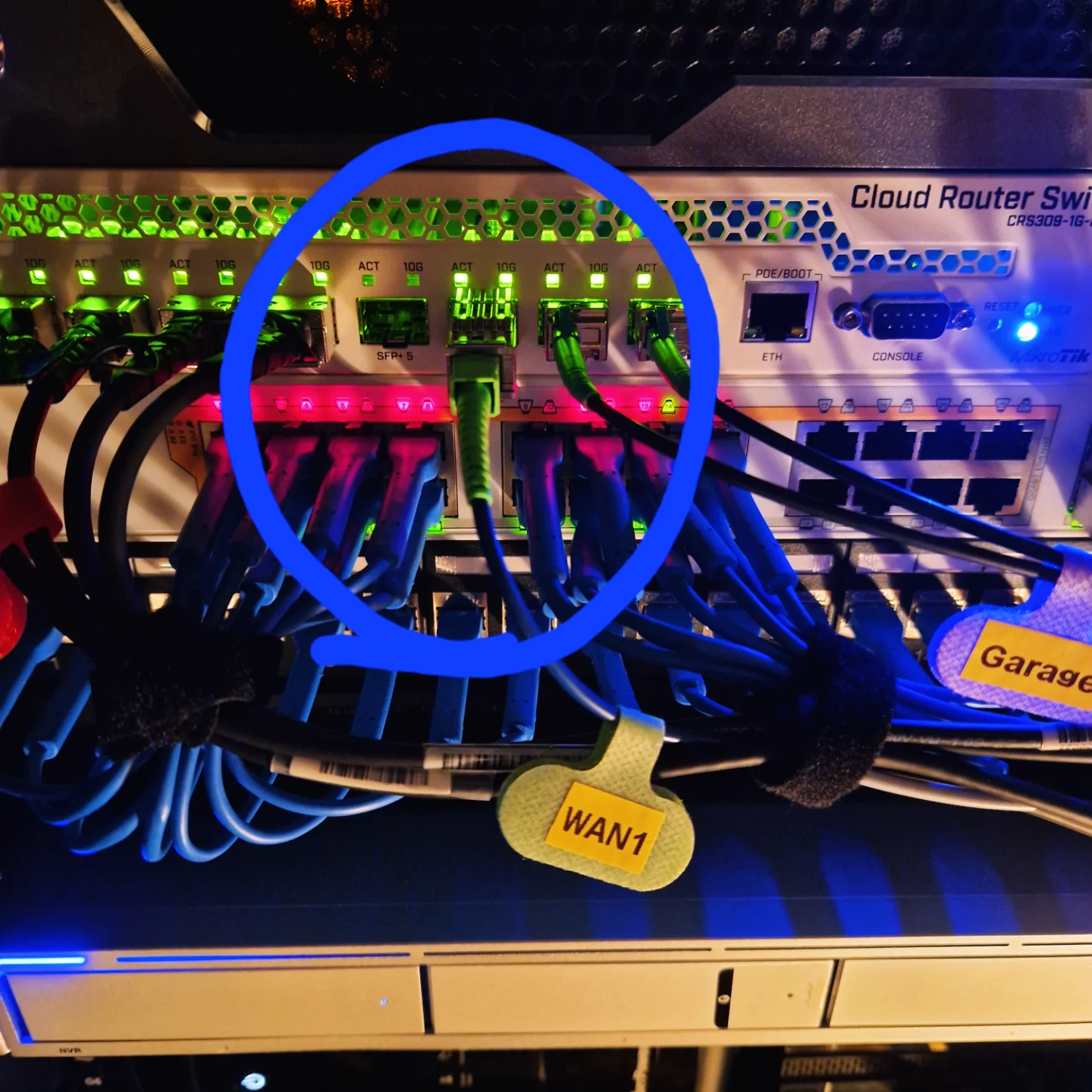 XGS-PON SFP plus ONT module installed in the house network cabinet